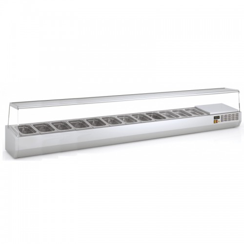 Présentoir à ingrédients, vitre pare haleine, 336 L, 12 bacs GN 1/4 Présentoir à ingrédients, vitre pare haleine, 336 L, 12 bacs GN 1/4