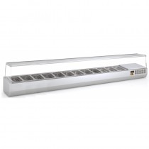 Présentoir à ingrédients, vitre pare haleine, 336 L, 12 bacs GN 1/4