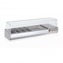 Présentoir à ingrédients, vitre pare haleine, 396 L, 7 bacs GN 1/3