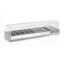 Présentoir à ingrédients, vitre pare haleine, 336 L, 9 bacs GN 1/4