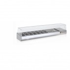 Présentoir à ingrédients, vitre pare haleine, 336 L, 10 bacs GN 1/4