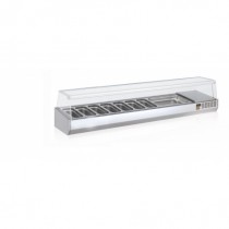 Présentoir à ingrédients, vitre pare haleine, 396 L, 10 bacs GN 1/3