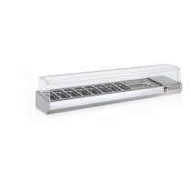 Présentoir à ingrédients, vitre pare haleine, 336 L, 12 bacs GN 1/4