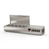 Présentoir à ingrédients, vitre pare haleine, 336 L, 5 bacs GN 1/4