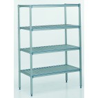 Casier à batterie en aluminium anodisé, avec clayettes, 3 niveaux, longueur 1200 mm
