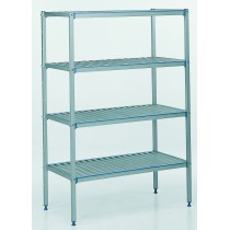 Casier à batterie en aluminium anodisé, avec clayettes, 3 niveaux, longueur 1200 mm