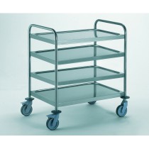 Chariot de service avec 2 arceaux, acier inoxydable, 4 plateaux, 1000 x 600 mm  