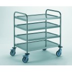 Chariot de service acier inoxydable avec 2 arceaux 4 plateaux 1000 x 600 mm 