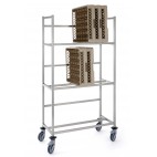 Chariot pour stockage des casiers sur la tranche, en acier inoxydable, P 500 mm