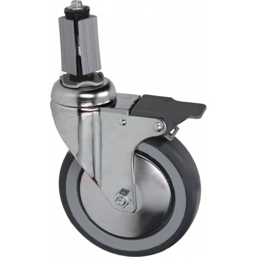 Roulette pivotante à goujon, avec frein, l'unité