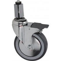 Roulette pivotante à goujon, avec frein, l'unité