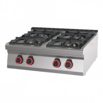 Réchaud à gaz professionnel 4 feux, en acier inox AISI 304, 21.5 kW