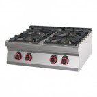 Réchaud à gaz professionnel 4 feux, en acier inox AISI 304, 21.5 kW