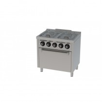 Fourneau à gaz basic, 4 feux, série 600, avec four à gaz GN 1/1