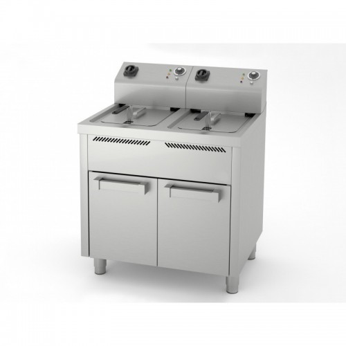 Friteuse électrique, 10 L + 10 L, triphasée, 6 + 6 Kw, série 600, sur placard