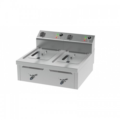 Friteuse électrique, 15 L + 15 L, triphasée, 9 + 9 Kw, série 750, à poser Friteuse électrique, 15 L + 15 L, triphasée, 9 + 9 Kw, série 750, à poser