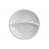Assiette porcelaine 2 compartiments Ø 255 mm 1 x 500 / 1 x 230 ml