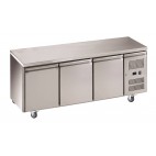 Desserte réfrigérée centrale 3 portes pleines gamme pâtissière dessus inox 635 L