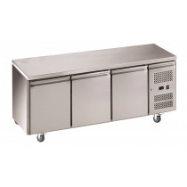 Desserte réfrigérée centrale 3 portes pleines gamme pâtissière dessus inox 635 L