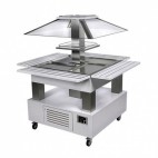 Buffet salad'bars bain-marie, version centrale carrée, 3 Kw