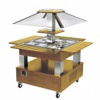 Buffet salad'bars bain-marie, version centrale carrée, 3 Kw