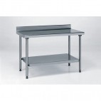 Table de travail Inox AISI 430 avec sous-tablette, adossée, L 2000 x P 500 x H 850 mm, fabrication sur mesure