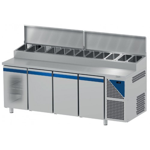 Table snack 4 portes pleines, couvercle acier, +4/+10°C, 816 L Table snack 4 portes pleines, couvercle acier, +4/+10°C, 816 L
