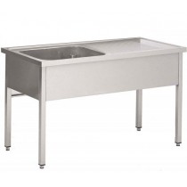 Table de chef, Inox AISI 304, bac à souder 600 x 500 x 320 mm, égouttoir à droite, fabrication sur mesure
