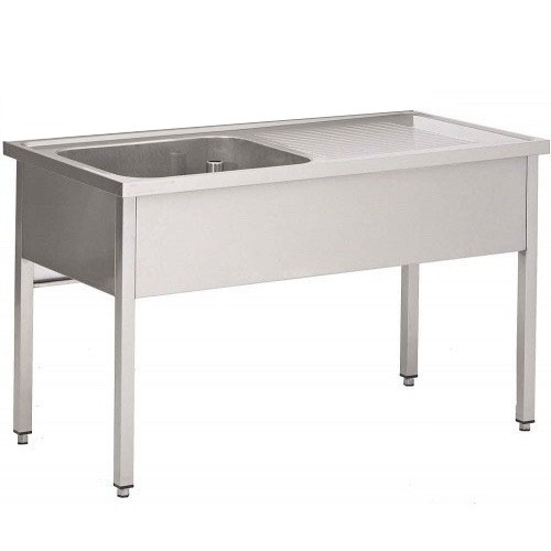 Table de chef, Inox AISI 304, bac à souder 600 x 500 x 320 mm, égouttoir à droite, fabrication sur mesure Table de chef, Inox AISI 304, bac à souder 600 x 500 x 320 mm, égouttoir à droite, fabrication sur mesure