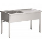 Table de chef, Inox AISI 304, bac à souder 600 x 500 x 320 mm, égouttoir à droite, fabrication sur mesure