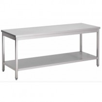 Table centrale avec tablette inférieure, inox