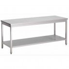 Table centrale avec tablette inférieure, inox