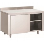 Table-armoire, portes battantes, inox 430, L 700 x P 600 x H 850 mm