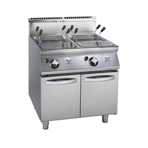 Cuiseur à pâtes à gaz, modèle double, avec cuve GN 1/1, sur coffre, 2 x 26 L, 19 kW, Déstockage Cuiseur à pâtes à gaz, modèle double, avec cuve GN 1/1, sur coffre, 2 x 26 L, 19 kW, Déstockage