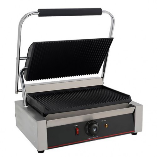 Grill panini simple large, gamme ÉCO, plaque rainurée / rainurée , 2,2 Kw Grill panini simple large, gamme ÉCO, plaque rainurée / rainurée , 2,2 Kw
