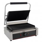 Grill panini simple large, gamme ÉCO, plaque rainurée / rainurée , 2,2 Kw
