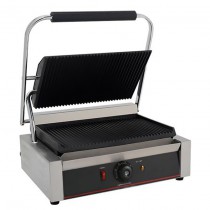 Grill panini simple large, gamme ÉCO, plaque rainurée / rainurée , 2,2 Kw
