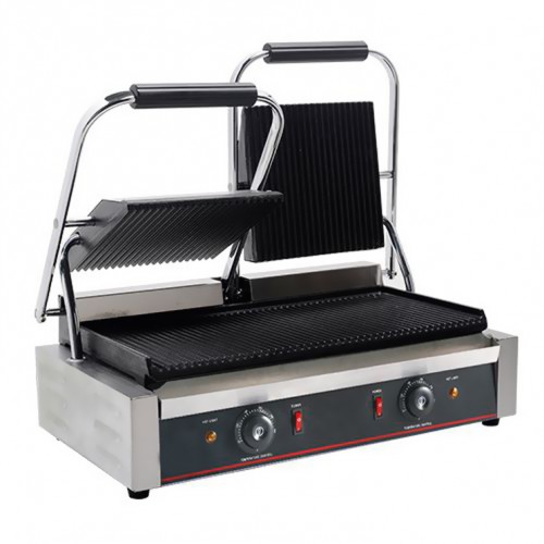 Grill panini double, gamme ÉCO, plaque rainurée / rainurée , 3,6 Kw Grill panini double, gamme ÉCO, plaque rainurée / rainurée , 3,6 Kw