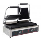 Grill panini double, gamme ÉCO, plaque rainurée / rainurée , 3,6 Kw