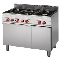 Fourneau 6 feux sur maxi four gaz 65/110CFGG, profondeur 650 mm
