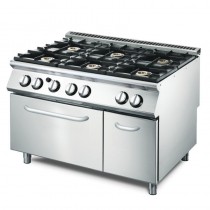 Fourneau 6 feux et four gaz VS70/120CFG, profondeur 700 mm