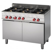 Fourneau 6 feux sur four électrique à convection avec placard ouvert  65/110CFGE, 