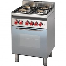 Fourneau 4 feux gaz sur four électrique à convection 60/60CFGE, gril électrique, porte vitrée, profondeur  600 mm