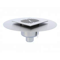 Siphon inox, platine télescopique, sortie verticale, 200 x 200 mm, Ø 75 mm