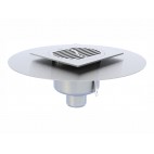 Siphon inox, platine télescopique, sortie verticale, 200 x 200 mm, Ø 75 mm