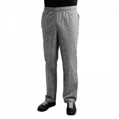 Pantalon de cuisinier Chef Works Easyfit carreaux noirs, polyester-coton Pantalon de cuisinier Chef Works Easyfit carreaux noirs, polyester-coton