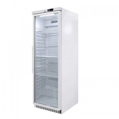 Armoire réfrigérée positive blanche, avec porte vitrée, 395 L