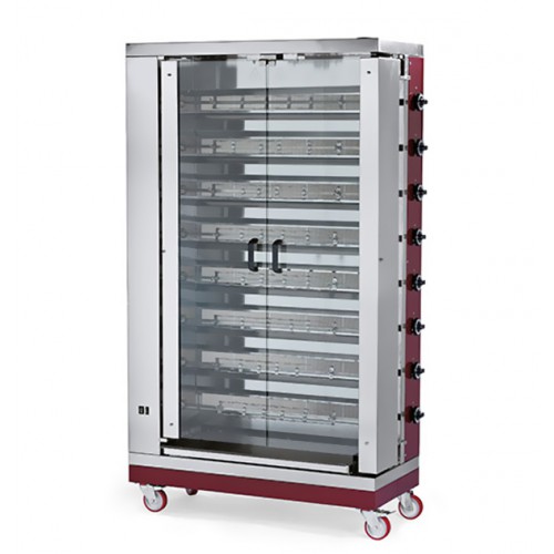 Rôtissoire gaz en inox 8 broches 32 poulets 48 kW Rôtissoire gaz en inox 8 broches 32 poulets 48 kW
