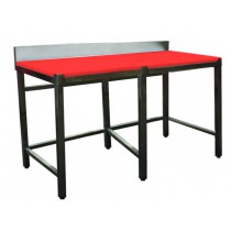 Table de découpe professionnelle, dessus poly rouge, adossée 2000 X 800 X 850 MM