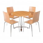 Chaise dossier carré, couleur naturelle, lot de 4, empilable